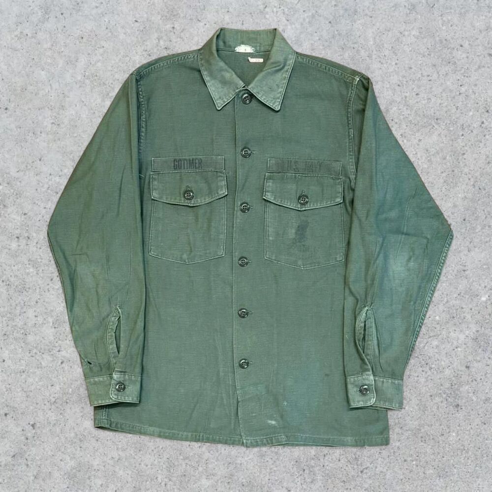 Vintage 60s USN US Navy OG 107 military Button Up Shirt